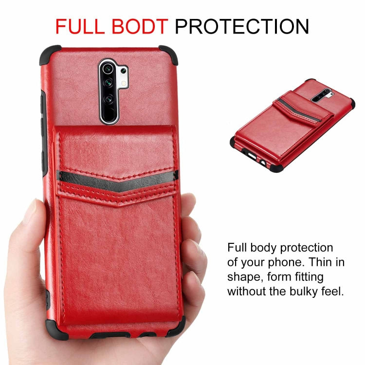 For Xiaomi Redmi Note 8 Pro Flip Card Bag Copper Buckle TPU + PU Leather Back Cover Shockproof Case with Card Slots & Photo Frame