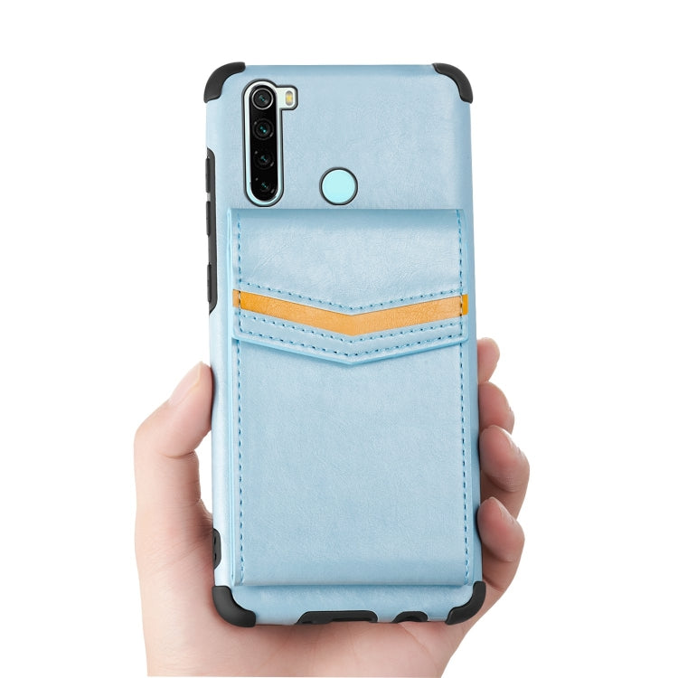 For Xiaomi Redmi Note 8T Flip Card Bag Copper Buckle TPU + PU Leather Back Cover Shockproof Case with Card Slots & Photo Frame