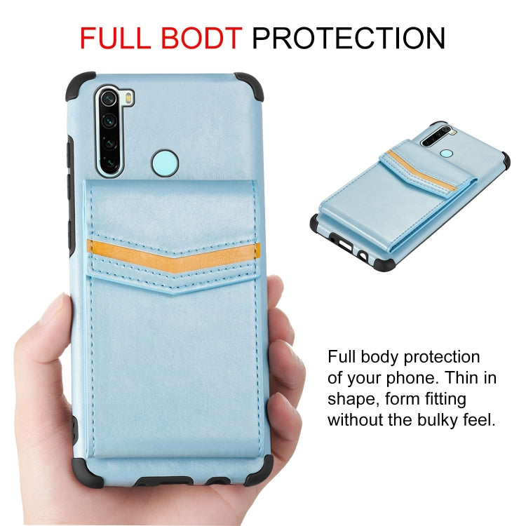 For Xiaomi Redmi Note 8T Flip Card Bag Copper Buckle TPU + PU Leather Back Cover Shockproof Case with Card Slots & Photo Frame