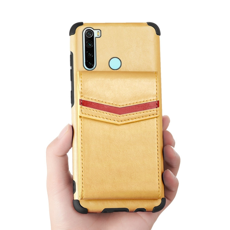 For Xiaomi Redmi Note 8T Flip Card Bag Copper Buckle TPU + PU Leather Back Cover Shockproof Case with Card Slots & Photo Frame