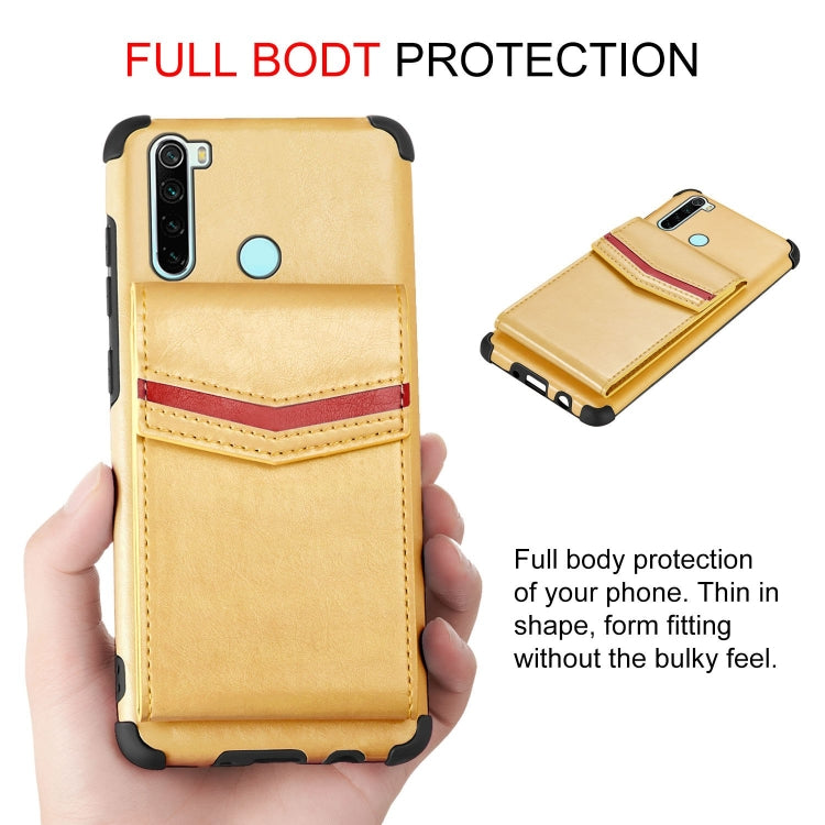 For Xiaomi Redmi Note 8T Flip Card Bag Copper Buckle TPU + PU Leather Back Cover Shockproof Case with Card Slots & Photo Frame