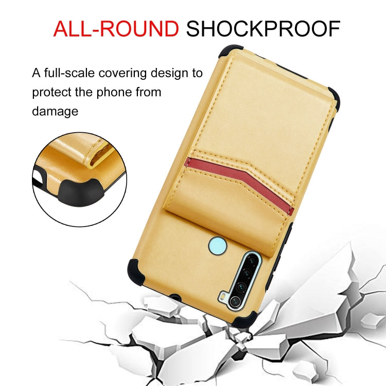 For Xiaomi Redmi Note 8T Flip Card Bag Copper Buckle TPU + PU Leather Back Cover Shockproof Case with Card Slots & Photo Frame