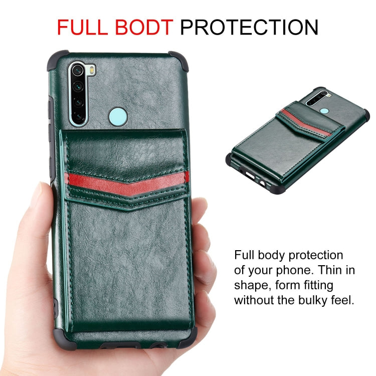 For Xiaomi Redmi Note 8T Flip Card Bag Copper Buckle TPU + PU Leather Back Cover Shockproof Case with Card Slots & Photo Frame