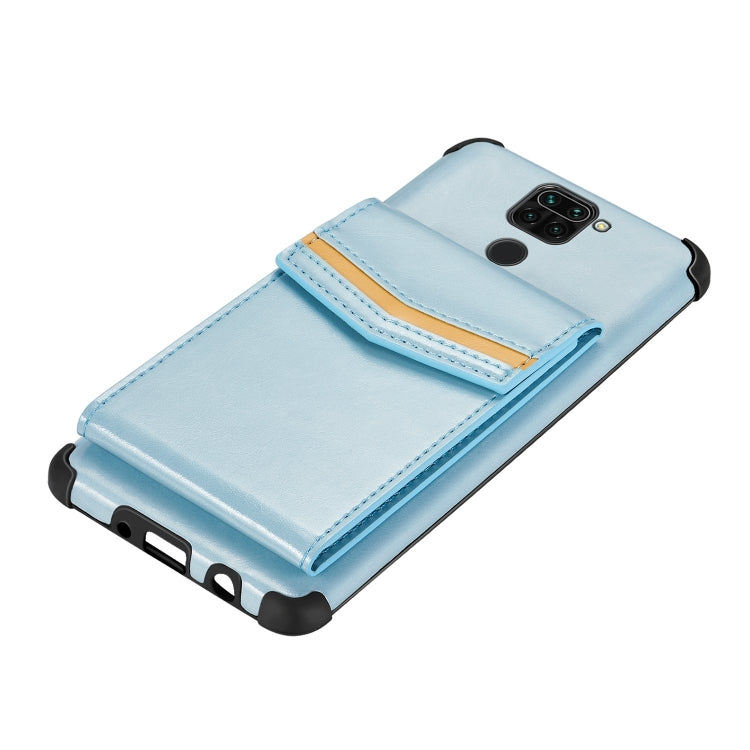 For Xiaomi Redmi Note 9 Flip Card Bag Copper Buckle TPU + PU Leather Back Cover Shockproof Case with Card Slots & Photo Frame