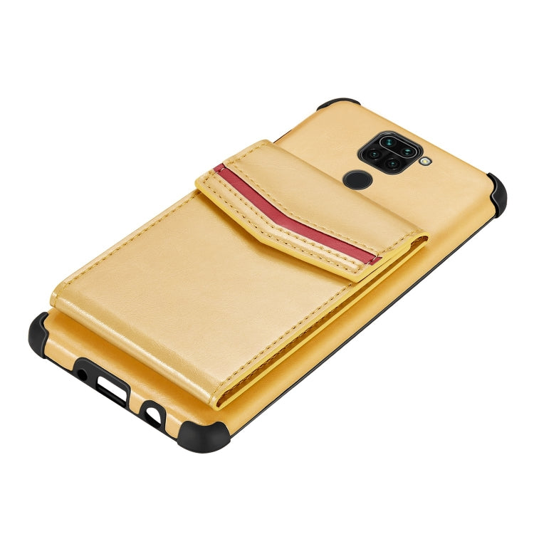 For Xiaomi Redmi Note 9 Flip Card Bag Copper Buckle TPU + PU Leather Back Cover Shockproof Case with Card Slots & Photo Frame