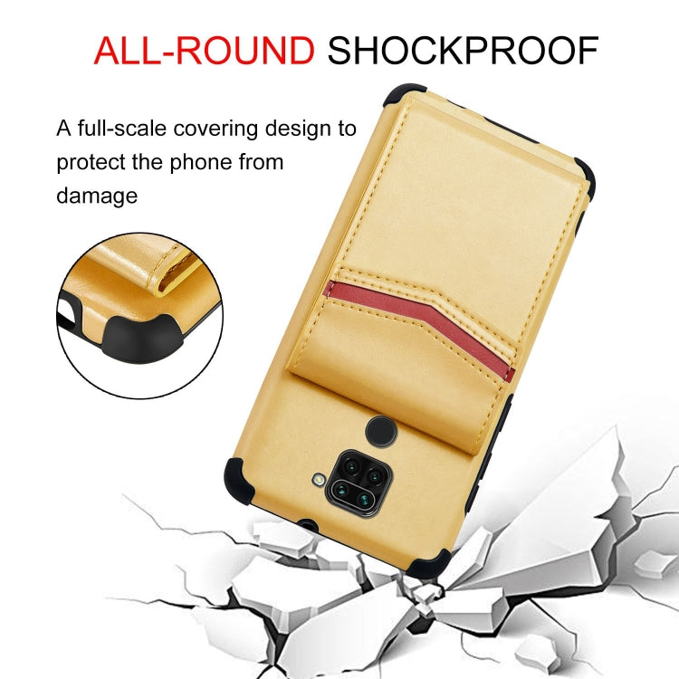 For Xiaomi Redmi Note 9 Flip Card Bag Copper Buckle TPU + PU Leather Back Cover Shockproof Case with Card Slots & Photo Frame