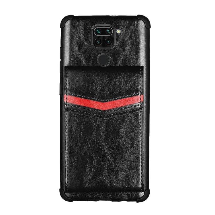 For Xiaomi Redmi Note 9 Flip Card Bag Copper Buckle TPU + PU Leather Back Cover Shockproof Case with Card Slots & Photo Frame