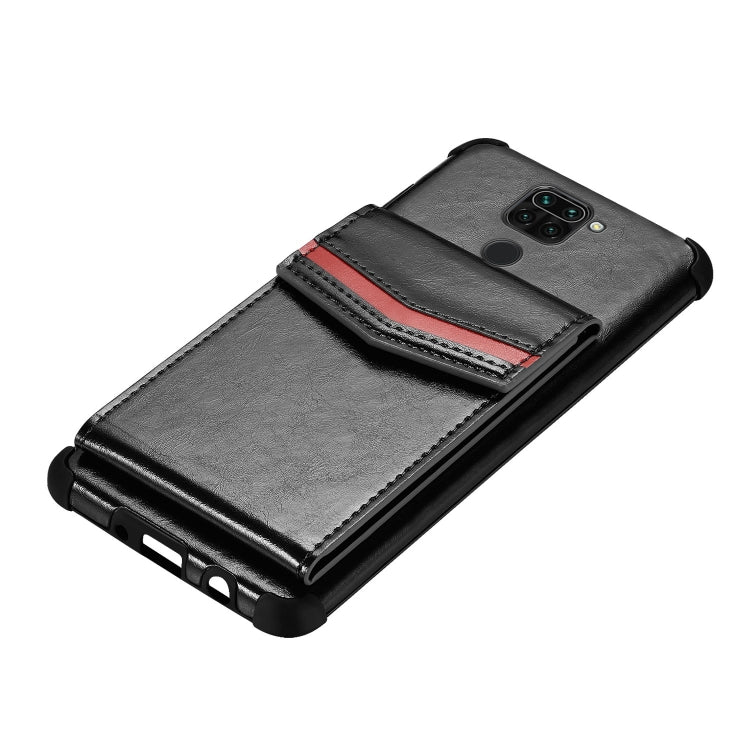 For Xiaomi Redmi Note 9 Flip Card Bag Copper Buckle TPU + PU Leather Back Cover Shockproof Case with Card Slots & Photo Frame