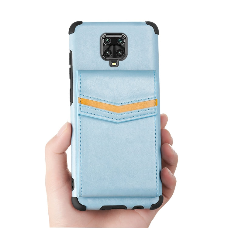 For Xiaomi Redmi Note 9 Pro Flip Card Bag Copper Buckle TPU + PU Leather Back Cover Shockproof Case with Card Slots & Photo Frame