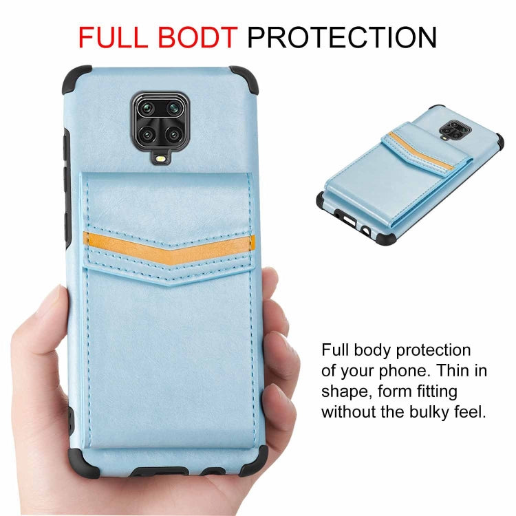 For Xiaomi Redmi Note 9 Pro Flip Card Bag Copper Buckle TPU + PU Leather Back Cover Shockproof Case with Card Slots & Photo Frame