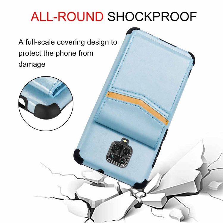 For Xiaomi Redmi Note 9 Pro Flip Card Bag Copper Buckle TPU + PU Leather Back Cover Shockproof Case with Card Slots & Photo Frame