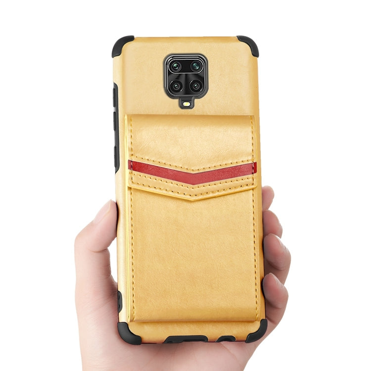 For Xiaomi Redmi Note 9 Pro Flip Card Bag Copper Buckle TPU + PU Leather Back Cover Shockproof Case with Card Slots & Photo Frame