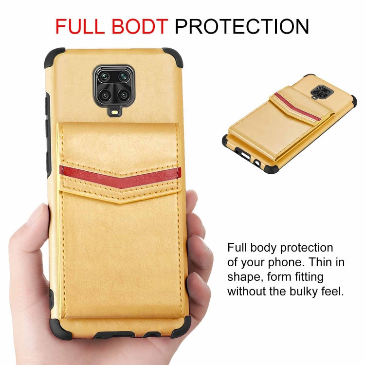 For Xiaomi Redmi Note 9 Pro Flip Card Bag Copper Buckle TPU + PU Leather Back Cover Shockproof Case with Card Slots & Photo Frame