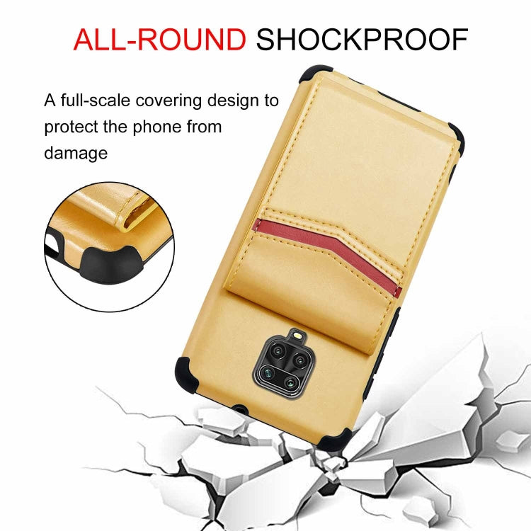 For Xiaomi Redmi Note 9 Pro Flip Card Bag Copper Buckle TPU + PU Leather Back Cover Shockproof Case with Card Slots & Photo Frame