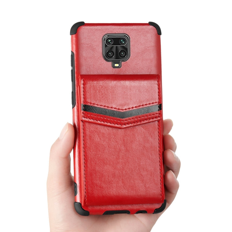 For Xiaomi Redmi Note 9 Pro Flip Card Bag Copper Buckle TPU + PU Leather Back Cover Shockproof Case with Card Slots & Photo Frame
