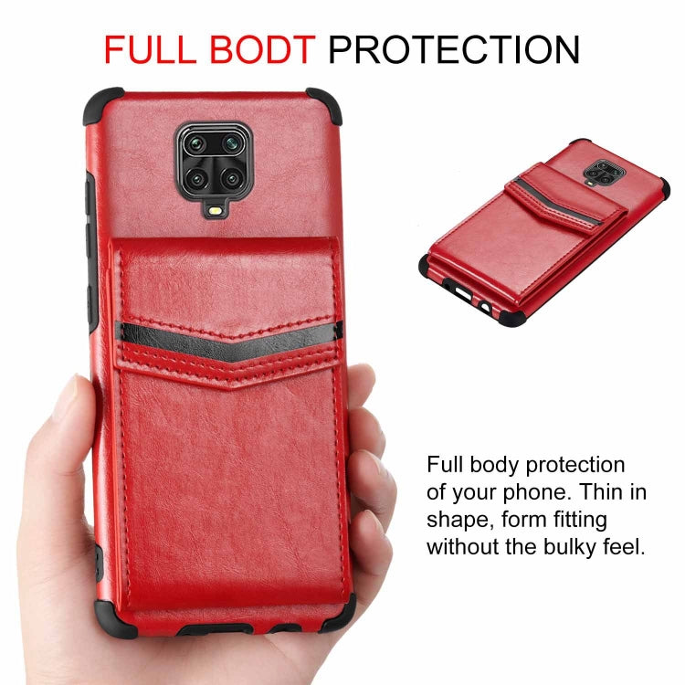 For Xiaomi Redmi Note 9 Pro Flip Card Bag Copper Buckle TPU + PU Leather Back Cover Shockproof Case with Card Slots & Photo Frame