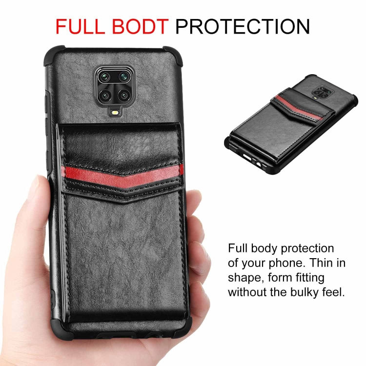 For Xiaomi Redmi Note 9 Pro Flip Card Bag Copper Buckle TPU + PU Leather Back Cover Shockproof Case with Card Slots & Photo Frame