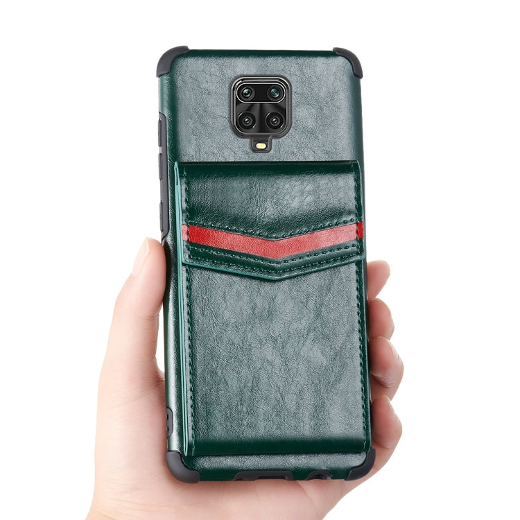 For Xiaomi Redmi Note 9 Pro Flip Card Bag Copper Buckle TPU + PU Leather Back Cover Shockproof Case with Card Slots & Photo Frame