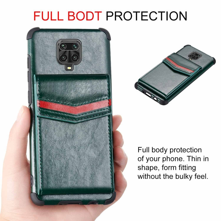 For Xiaomi Redmi Note 9 Pro Flip Card Bag Copper Buckle TPU + PU Leather Back Cover Shockproof Case with Card Slots & Photo Frame