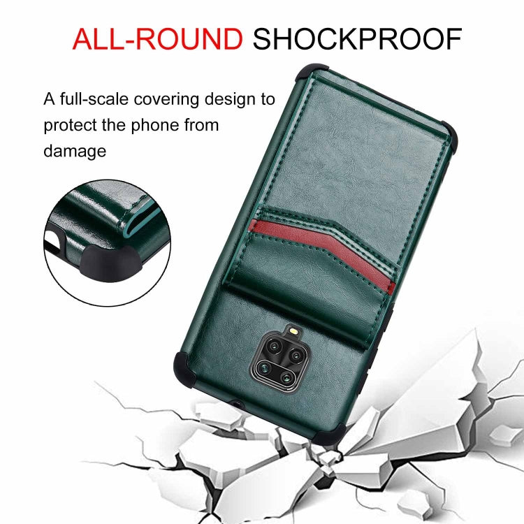 For Xiaomi Redmi Note 9 Pro Flip Card Bag Copper Buckle TPU + PU Leather Back Cover Shockproof Case with Card Slots & Photo Frame