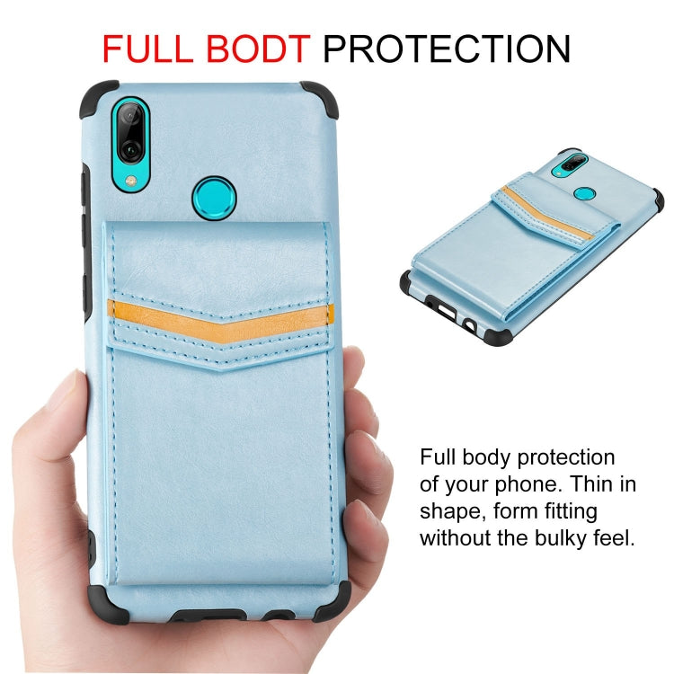 For Huawei P smart (2019) Flip Card Bag Copper Buckle TPU + PU Leather Back Cover Shockproof Case with Card Slots & Photo Frame