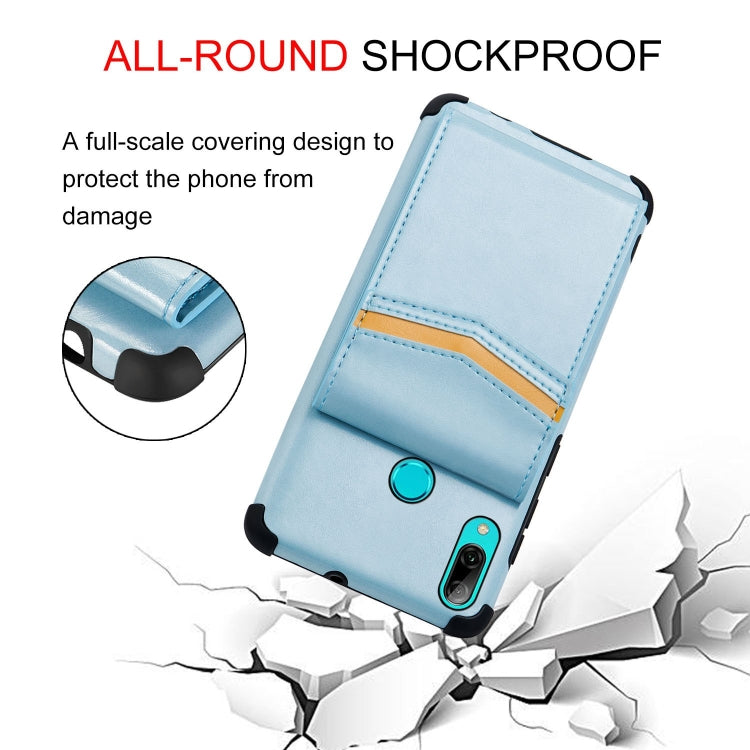 For Huawei P smart (2019) Flip Card Bag Copper Buckle TPU + PU Leather Back Cover Shockproof Case with Card Slots & Photo Frame