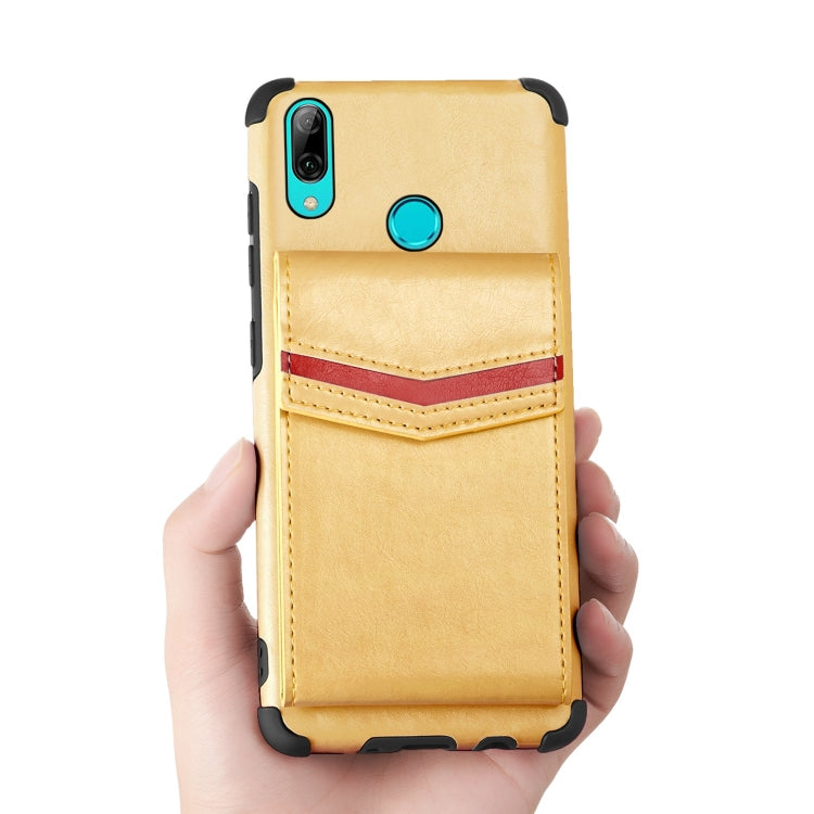 For Huawei P smart (2019) Flip Card Bag Copper Buckle TPU + PU Leather Back Cover Shockproof Case with Card Slots & Photo Frame