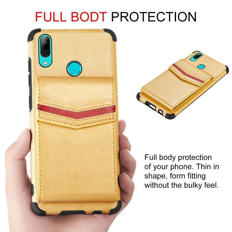 For Huawei P smart (2019) Flip Card Bag Copper Buckle TPU + PU Leather Back Cover Shockproof Case with Card Slots & Photo Frame