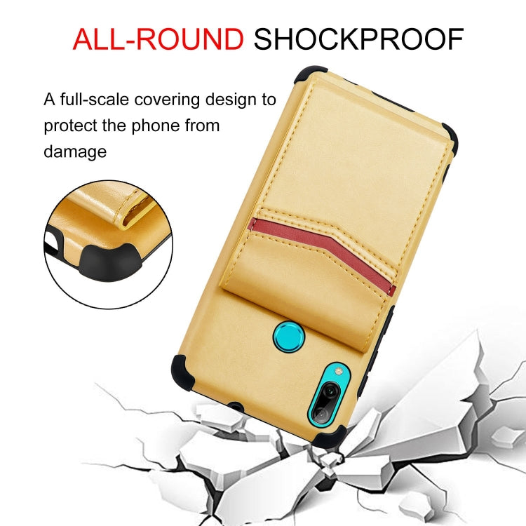 For Huawei P smart (2019) Flip Card Bag Copper Buckle TPU + PU Leather Back Cover Shockproof Case with Card Slots & Photo Frame
