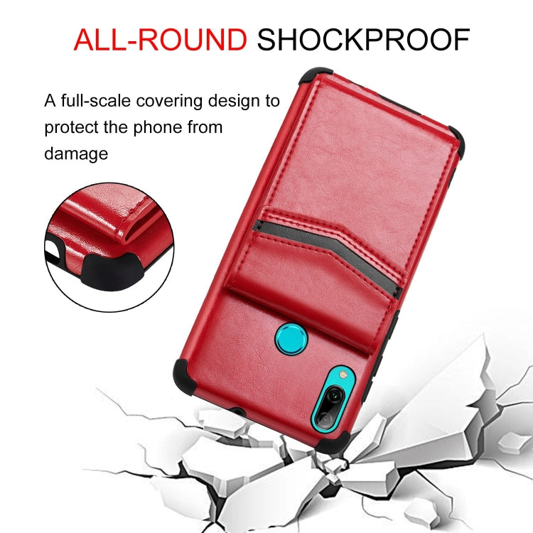 For Huawei P smart (2019) Flip Card Bag Copper Buckle TPU + PU Leather Back Cover Shockproof Case with Card Slots & Photo Frame