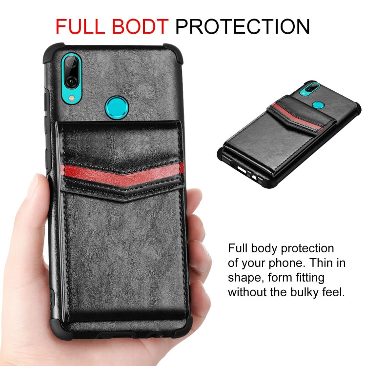 For Huawei P smart (2019) Flip Card Bag Copper Buckle TPU + PU Leather Back Cover Shockproof Case with Card Slots & Photo Frame