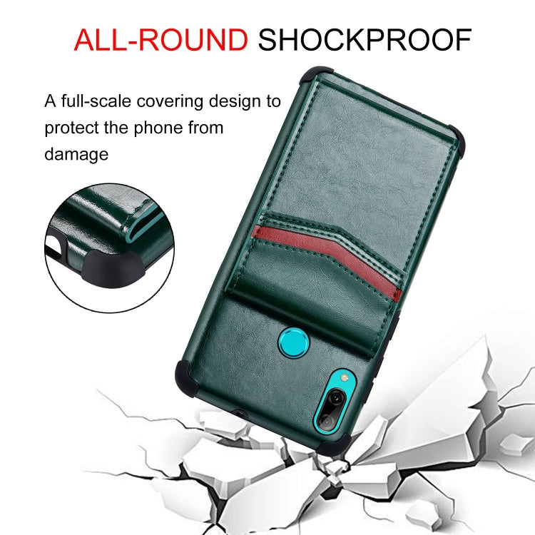 For Huawei P smart (2019) Flip Card Bag Copper Buckle TPU + PU Leather Back Cover Shockproof Case with Card Slots & Photo Frame