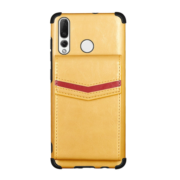 For Huawei P smart Z Flip Card Bag Copper Buckle TPU + PU Leather Back Cover Shockproof Case with Card Slots & Photo Frame