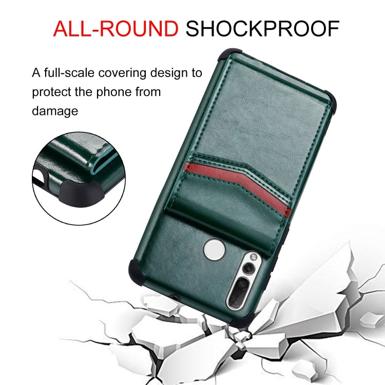 For Huawei P smart Z Flip Card Bag Copper Buckle TPU + PU Leather Back Cover Shockproof Case with Card Slots & Photo Frame