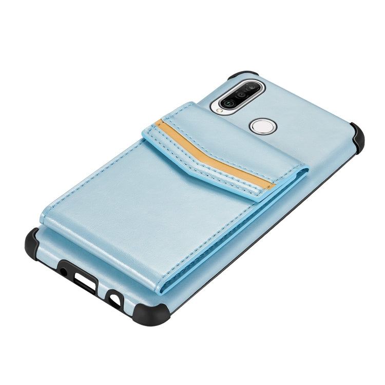 For Huawei P30 Lite Flip Card Bag Copper Buckle TPU + PU Leather Back Cover Shockproof Case with Card Slots & Photo Frame