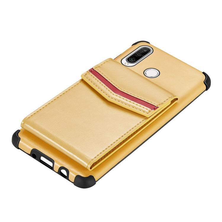 For Huawei P30 Lite Flip Card Bag Copper Buckle TPU + PU Leather Back Cover Shockproof Case with Card Slots & Photo Frame