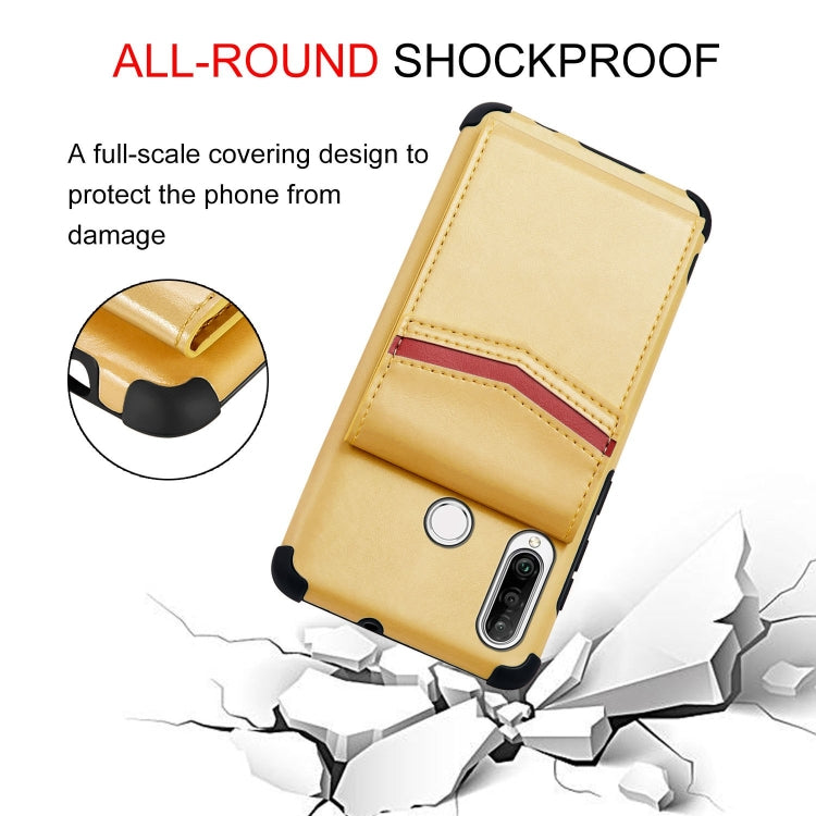 For Huawei P30 Lite Flip Card Bag Copper Buckle TPU + PU Leather Back Cover Shockproof Case with Card Slots & Photo Frame