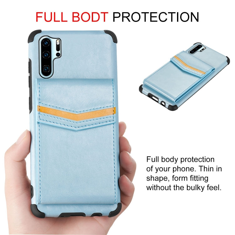 For Huawei P30 Pro Flip Card Bag Copper Buckle TPU + PU Leather Back Cover Shockproof Case with Card Slots & Photo Frame