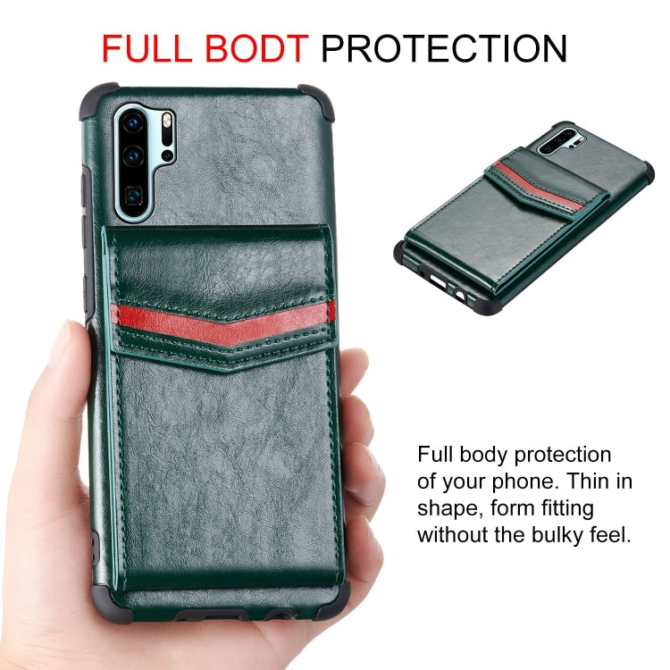 For Huawei P30 Pro Flip Card Bag Copper Buckle TPU + PU Leather Back Cover Shockproof Case with Card Slots & Photo Frame