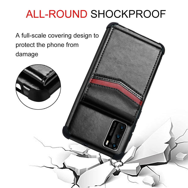 For Huawei P40 Flip Card Bag Copper Buckle TPU + PU Leather Back Cover Shockproof Case with Card Slots & Photo Frame