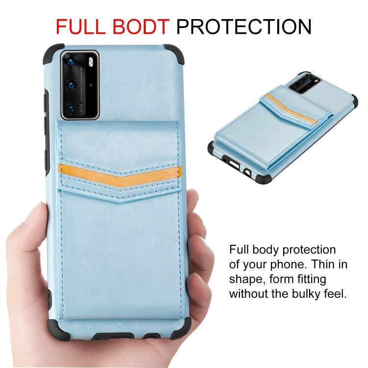 For Huawei P40 Pro Flip Card Bag Copper Buckle TPU + PU Leather Back Cover Shockproof Case with Card Slots & Photo Frame