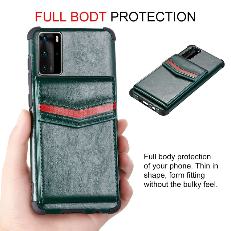 For Huawei P40 Pro Flip Card Bag Copper Buckle TPU + PU Leather Back Cover Shockproof Case with Card Slots & Photo Frame