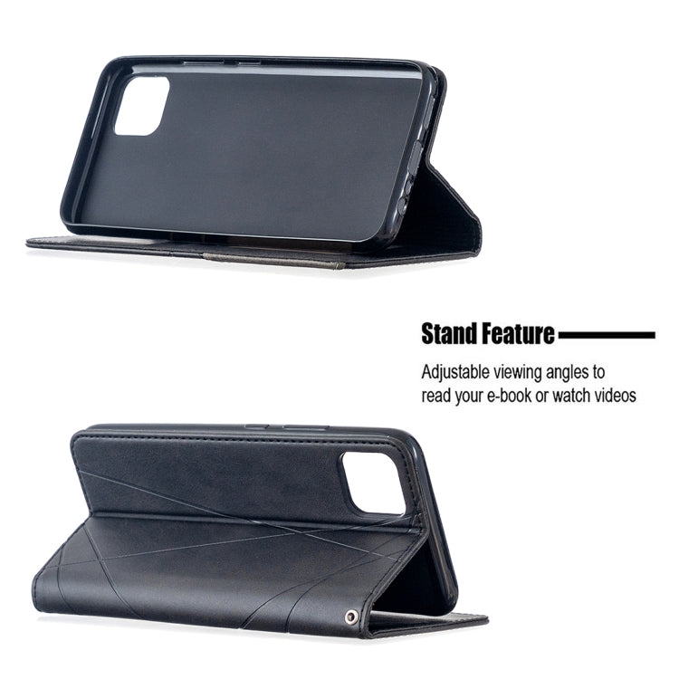 For OPPO Realme C11 Rhombus Texture Horizontal Flip Magnetic Leather Case with Holder & Card Slots