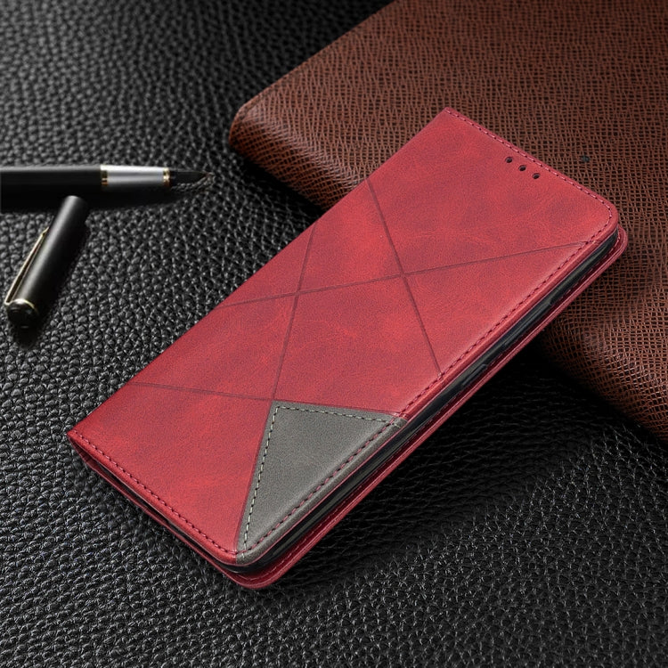 For OPPO Realme C11 Rhombus Texture Horizontal Flip Magnetic Leather Case with Holder & Card Slots