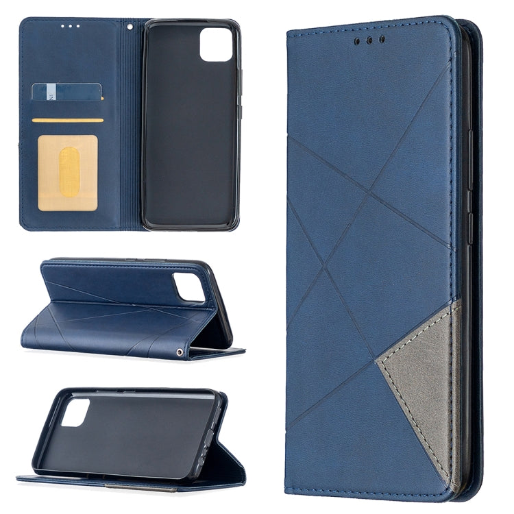For OPPO Realme C11 Rhombus Texture Horizontal Flip Magnetic Leather Case with Holder & Card Slots