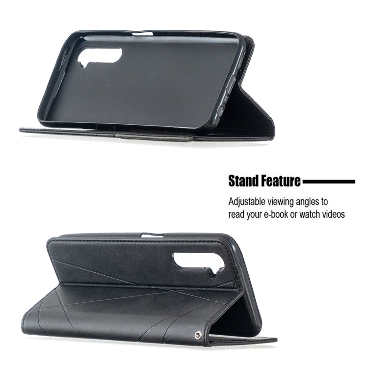 For OPPO Realme 6 Rhombus Texture Horizontal Flip Magnetic Leather Case with Holder & Card Slots