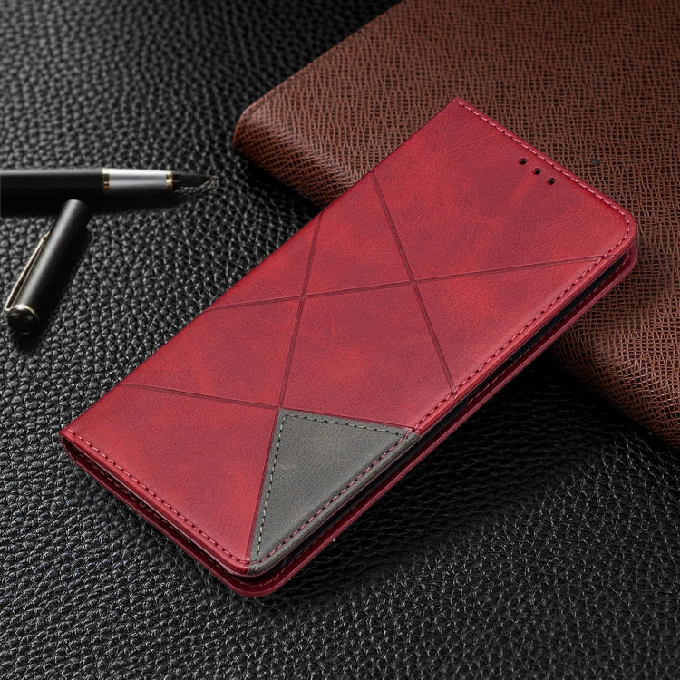 For OPPO Realme 6 Rhombus Texture Horizontal Flip Magnetic Leather Case with Holder & Card Slots