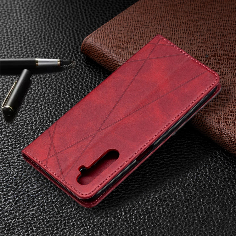 For OPPO Realme 6 Rhombus Texture Horizontal Flip Magnetic Leather Case with Holder & Card Slots