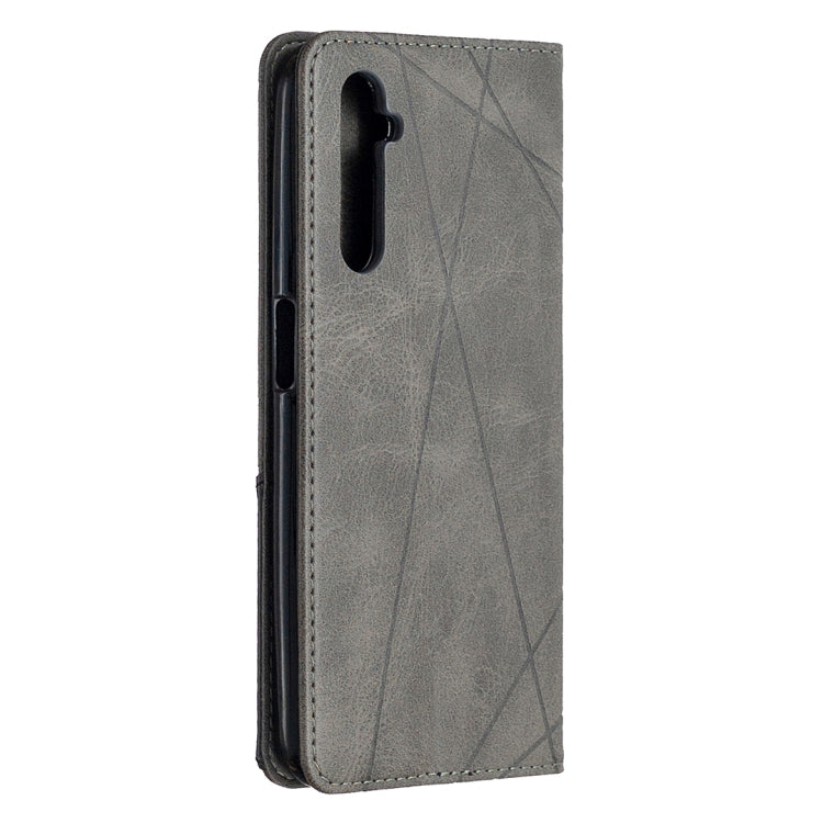 For OPPO Realme 6 Rhombus Texture Horizontal Flip Magnetic Leather Case with Holder & Card Slots