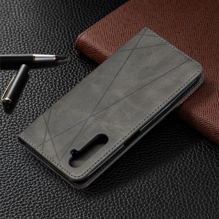 For OPPO Realme 6 Rhombus Texture Horizontal Flip Magnetic Leather Case with Holder & Card Slots